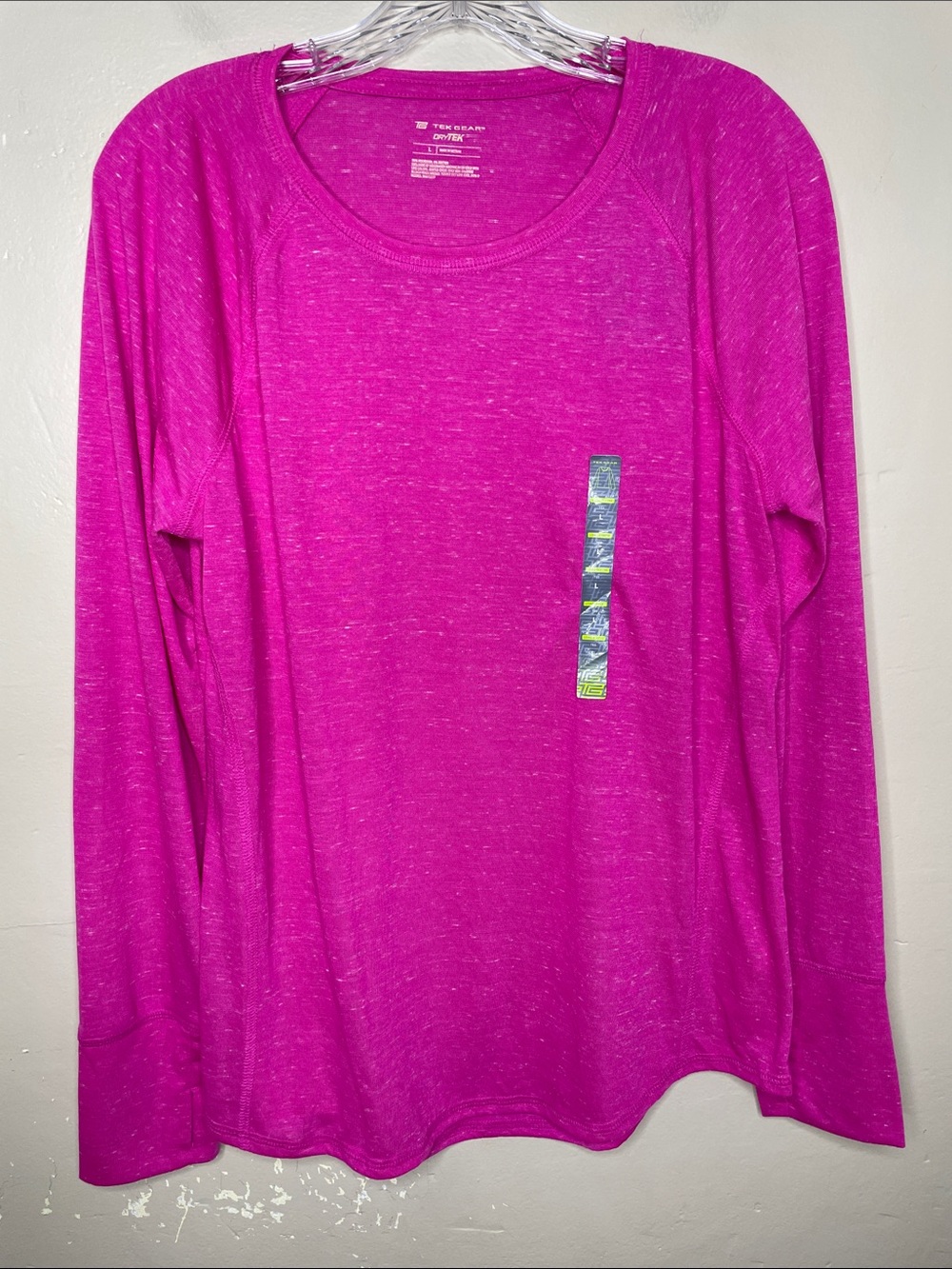 TEK GEAR Pink Long Sleeve Crewneck DRY TEK Outdoor Active Comfortable Top NWT Lg